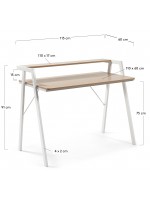 ETRURIA desk table in white metal and gray oak