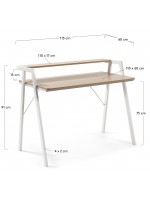 ETRURIA table de bureau en métal blanc et chêne gris