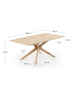 DADOX 180x90 o 200x100 in legno massello di rovere sbiancato tavolo fisso