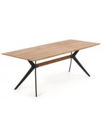 LOS ANGELES Table fixe 160x90 avec plateau en chêne massif vieilli