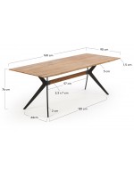 LOS ANGELES Table fixe 160x90 avec plateau en chêne massif vieilli