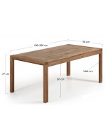 AFHAIL table extensible 180x90 tous 230 cm ou 200x100 tous 280 cm fixée en chêne vieilli