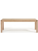 DALLAS table extensible 180x90 tous les 230 cm ou 200x100 tous les 280 cm en chêne naturel