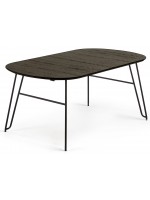 TROPEA 140 longueur 220 ou 170 longueur 320 table extensible ovale avec plateau en frêne et pieds en métal noir