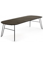 TROPEA 140 length 220 or 170 length 320 oval extendable table with ash ash top and black metal legs