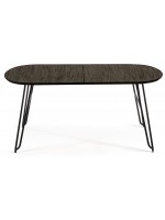 TROPEA 140 longueur 220 ou 170 longueur 320 table extensible ovale avec plateau en frêne et pieds en métal noir