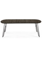 TROPEA 140 longueur 220 ou 170 longueur 320 table extensible ovale avec plateau en frêne et pieds en métal noir