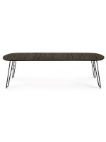 TROPEA 140 length 220 or 170 length 320 oval extendable table with ash ash top and black metal legs