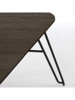 TROPEA 140 allung 220 o 170 allung 320 tavolo ovale allungabile con piano in frassino cenere e gambe in metallo nero