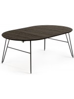 COVER table extensible diamètre 120 atteint 200 cm avec dessus en frêne et pieds en métal noir