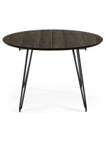 COVER extendable table diameter 120 reaches 200 cm with ash ash top and black metal legs