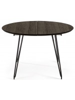 COVER table extensible diamètre 120 atteint 200 cm avec dessus en frêne et pieds en métal noir