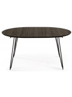 COVER table extensible diamètre 120 atteint 200 cm avec dessus en frêne et pieds en métal noir