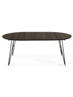 COVER extendable table diameter 120 reaches 200 cm with ash ash top and black metal legs