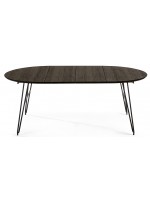 COVER table extensible diamètre 120 atteint 200 cm avec dessus en frêne et pieds en métal noir