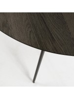 COVER tavolo allungabile diametro 120 arriva a 200 cm con piano in frassino cenere e gambe in metallo nero