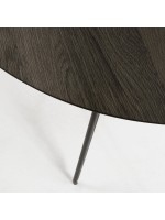 COVER table extensible diamètre 120 atteint 200 cm avec dessus en frêne et pieds en métal noir