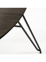 COVER ausziehbarer Tisch Durchmesser 120 erreicht 200 cm mit Asche Asche oben und schwarzen Metallbeinen