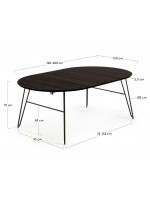 COVER table extensible diamètre 120 atteint 200 cm avec dessus en frêne et pieds en métal noir