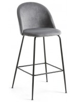 TODAY in gray velvet stool structure black metal home kitchen bar design furniture