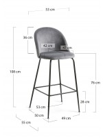 TODAY in gray velvet stool structure black metal home kitchen bar design furniture