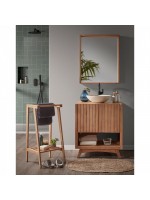 OBI 80x65 Miroir avec cadre en bois de teck adapté à la maison ou la salle de bain pour contract