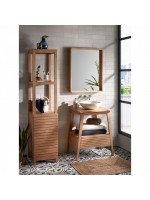 OBI mirror 80x65 with teak wood frame suitable for home or contract bathroom