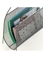 AZEN magazine rack in black metal and textilene