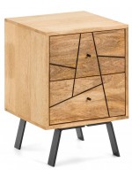 FEDEX 40x40 in Holz mit dekorativen Details in Metall Nachttisch