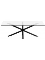 BOBO 130x70 tempered glass top and black metal table legs