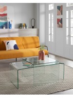 BURANO 110x50 transparent tempered glass rectangular coffee table