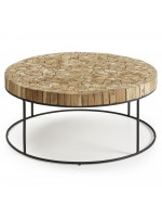 IVREA diam 80 round top in teak wood and metal frame table