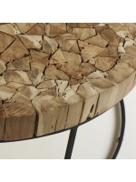 IVREA mesa redonda de diam 80 en madera de teca y marco de metal