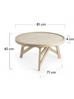 DEAL mesa redonda de 80 cm de diámetro en madera blanqueada