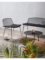 MALI diam 70 Couchtisch aus schwarz verzinktem Stahl und Polyzement für Gartenterrassen