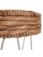 SABINE hand woven natural fiber and white metal structure stool coffee table