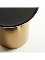 MISSING kleiner Tisch aus goldenem Metall und schwarz emaillierter Platte