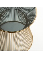CAMUT coffee table in gold metal and fume glass design home