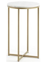 FILD high table with gold metal frame and white marble top