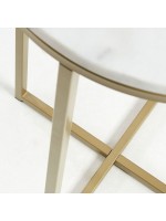 FILD tavolino alto con struttura in metallo oro e piano in marmo bianco