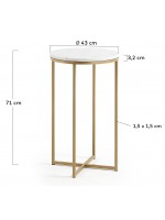 FILD high table with gold metal frame and white marble top