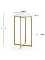 FILD tavolino alto con struttura in metallo oro e piano in marmo bianco