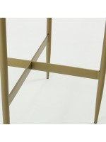 LISA table basse avec structure en métal doré et plateau en verre effet marbre blanc