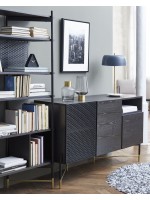 CREA libreria in frassino rifinito cenere con particolari oro design casa