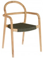 LOREN Stuhl aus Massivholz und Sitz aus handgewebter stapelbarer Naturfaser
