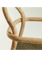 LOREN Stuhl aus Massivholz und Sitz aus handgewebter stapelbarer Naturfaser