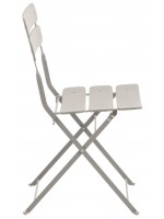 PERRY folding chair in dove gray painted metal for indoor or outdoor home bar hotel chalet restaurants ice cream parlors