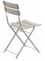PERRY folding chair in dove gray painted metal for indoor or outdoor home bar hotel chalet restaurants ice cream parlors