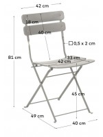 PERRY folding chair in dove gray painted metal for indoor or outdoor home bar hotel chalet restaurants ice cream parlors