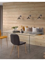 PLANO 180 oder 200 cm fester Tisch aus transparentem gehärtetem Glas für Wohnzimmer Esszimmer Wohnzimmer oder Designstudio